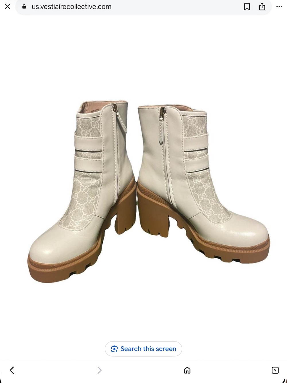 AUTH GUCCI KENSINGTON GG NAPPA SUPREME MONOGRAM DOUBLE BUCKETS, ANKLE BOOTS